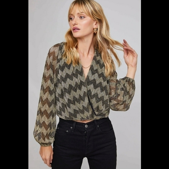 A S T R THE LABEL PRIMADONNA CHEVRON WRAP TOP - Picture 1 of 16